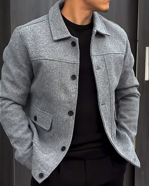 Men's Slim Jacket With Pockets-VibeCloset