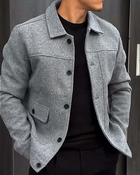 Men's Slim Jacket With Pockets-VibeCloset