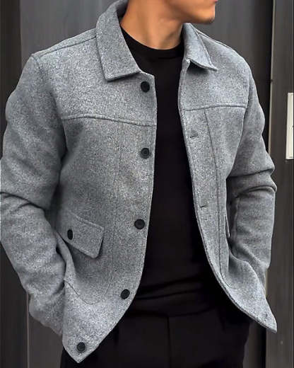 Men's Slim Jacket With Pockets-VibeCloset
