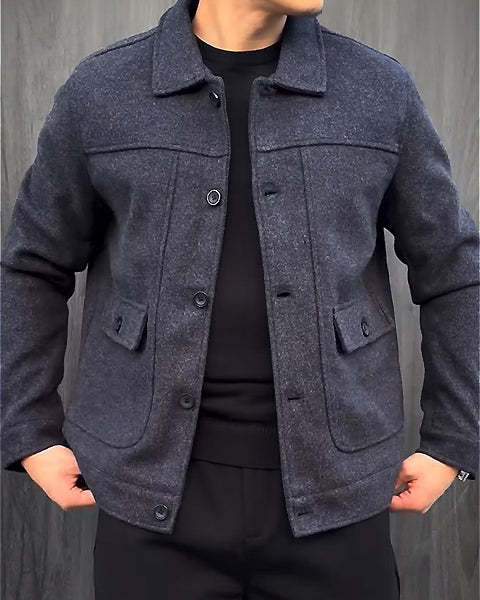 Men's Slim Jacket With Pockets-VibeCloset