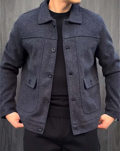 Men's Slim Jacket With Pockets-VibeCloset