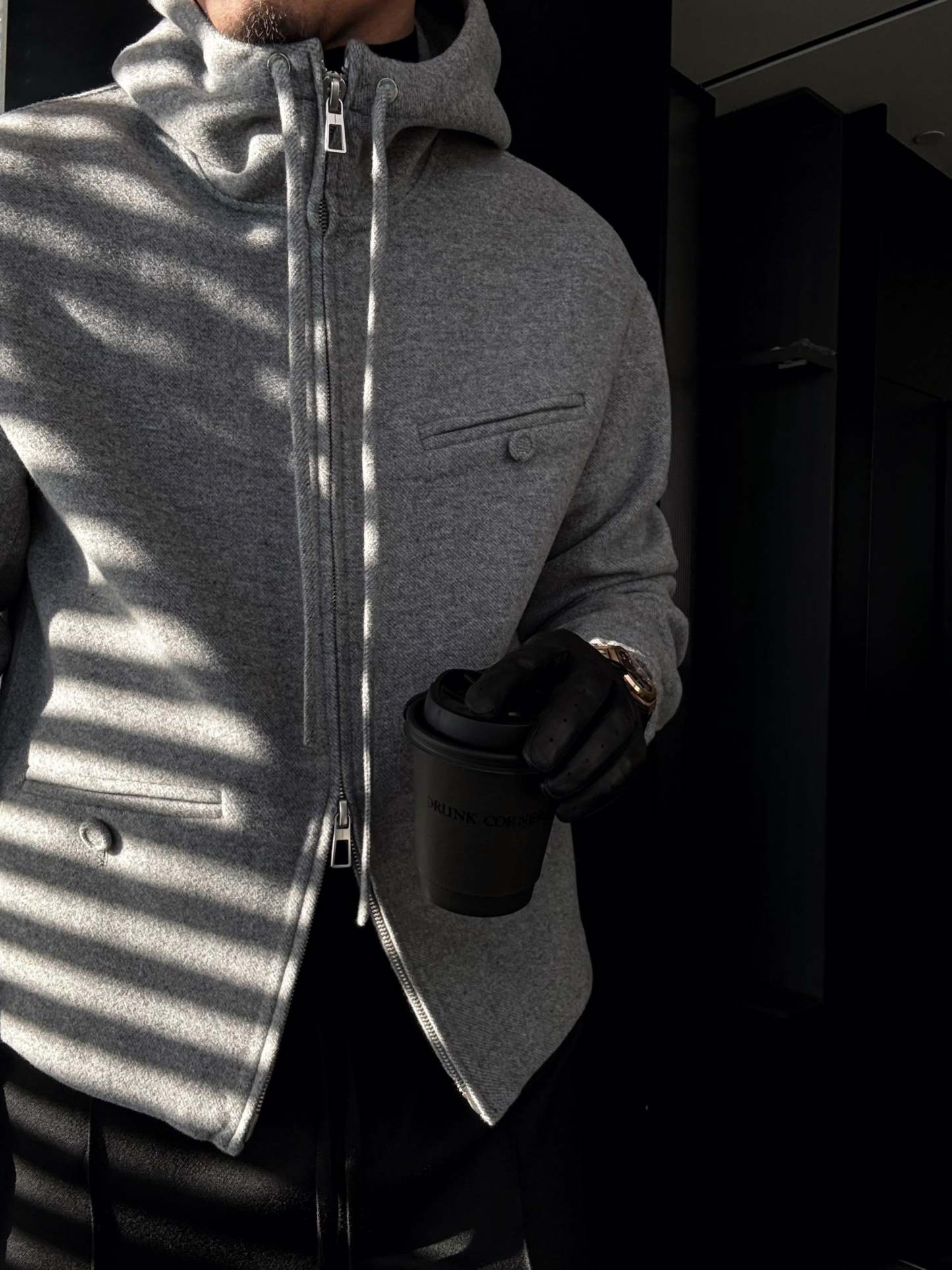 Hooded Drawstring Zip-Up Jacket-VibeCloset