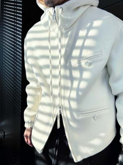 Hooded Drawstring Zip-Up Jacket-VibeCloset