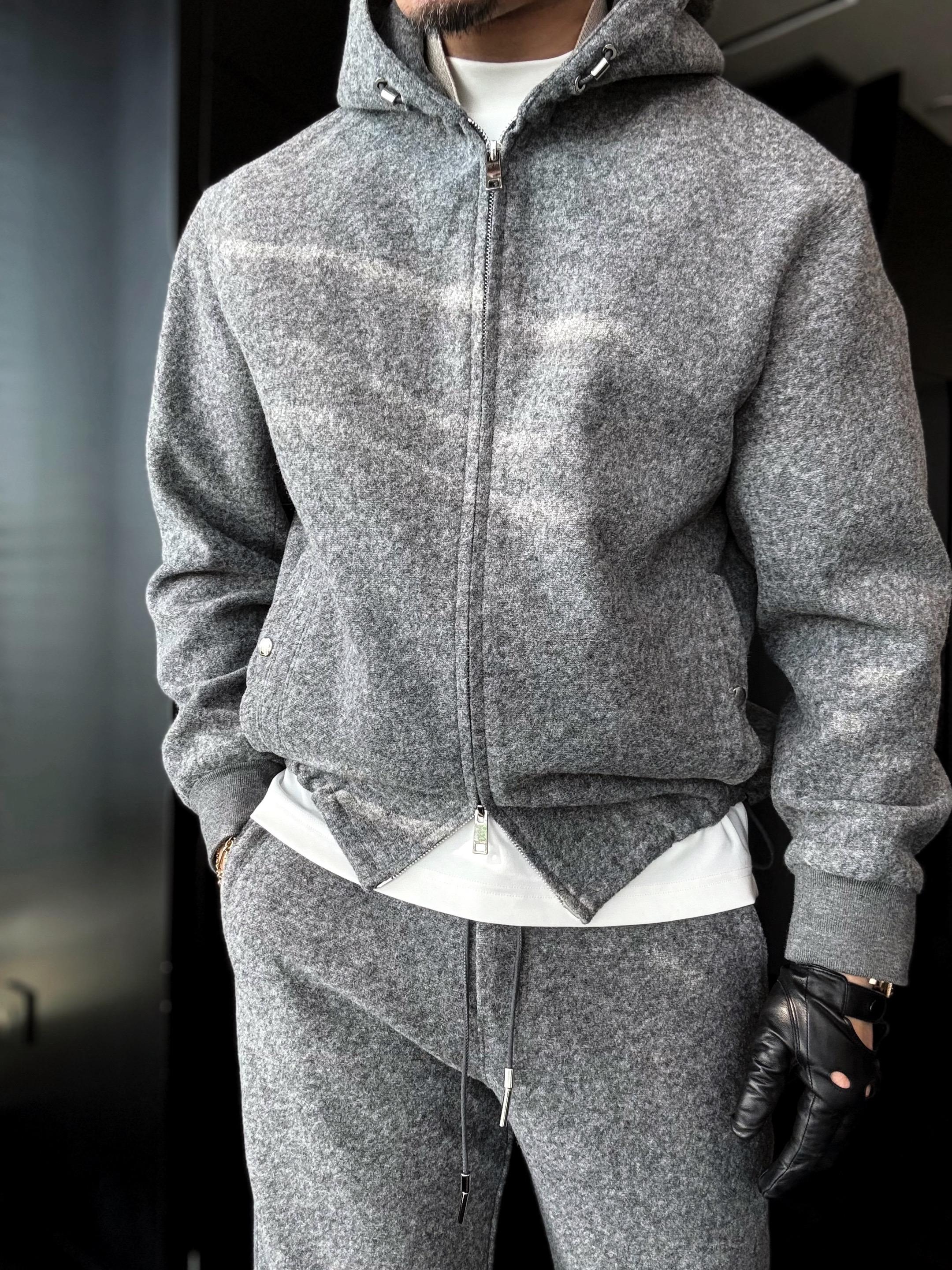 🔥50% off-Grey Hooded Zip-Up Jacket