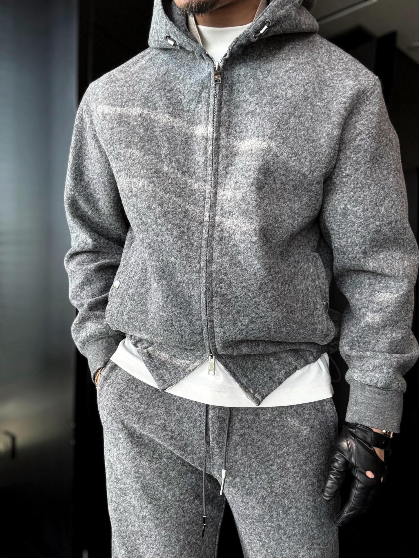 🔥50% off-Grey Hooded Zip-Up Jacket