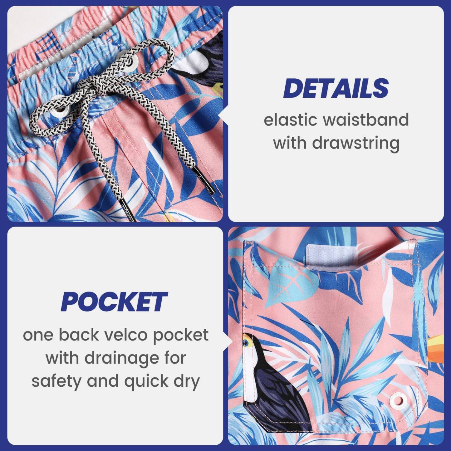 5.5 Inch Inseam Pink Tropical Fantasy Swim Trunks-VibeCloset