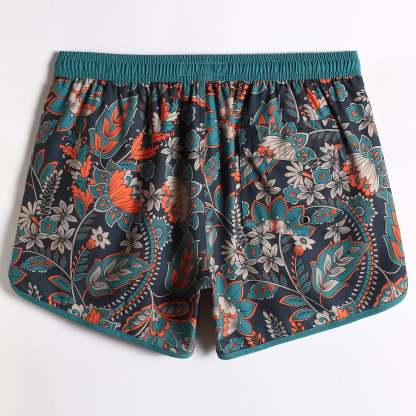 4.5 Inch Inseam Vintage Stretch White Circus Swim Trunks-VibeCloset