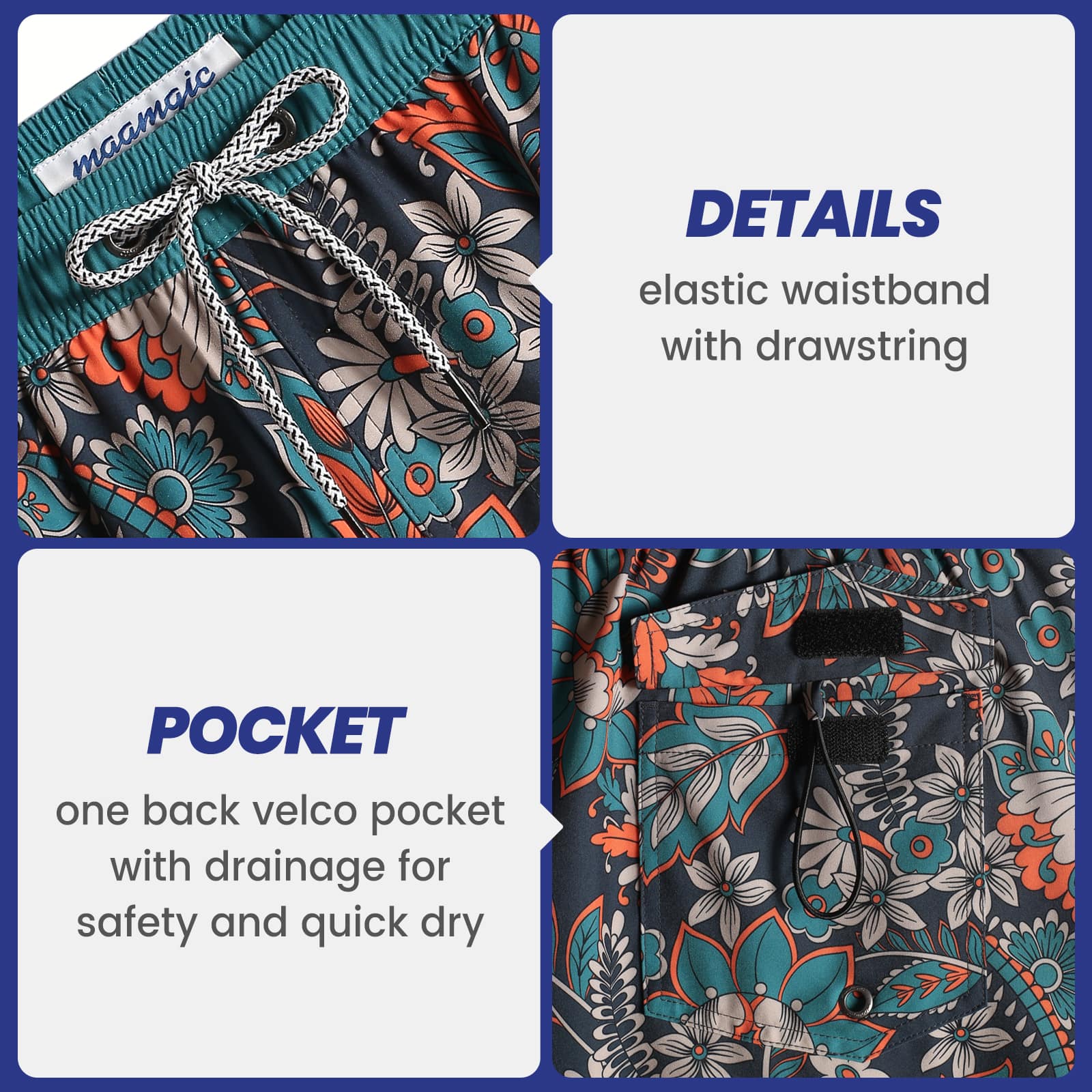 4.5 Inch Inseam Vintage Stretch White Circus Swim Trunks-VibeCloset