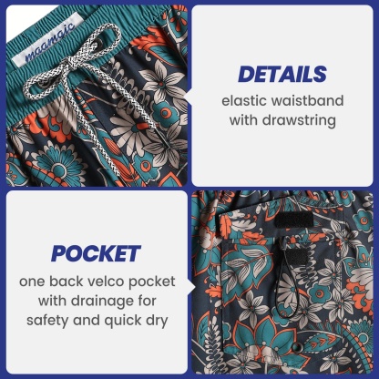 4.5 Inch Inseam Vintage Stretch White Circus Swim Trunks-VibeCloset