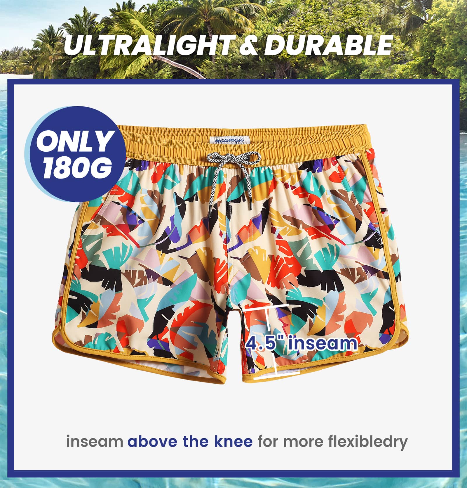4.5 Inch Inseam Vintage Stretch Swallow Homing Swim Trunks-unboundedy