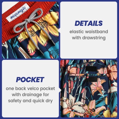 4.5 Inch Inseam Vintage Stretch Lily Bouquet Swim Trunks-VibeCloset