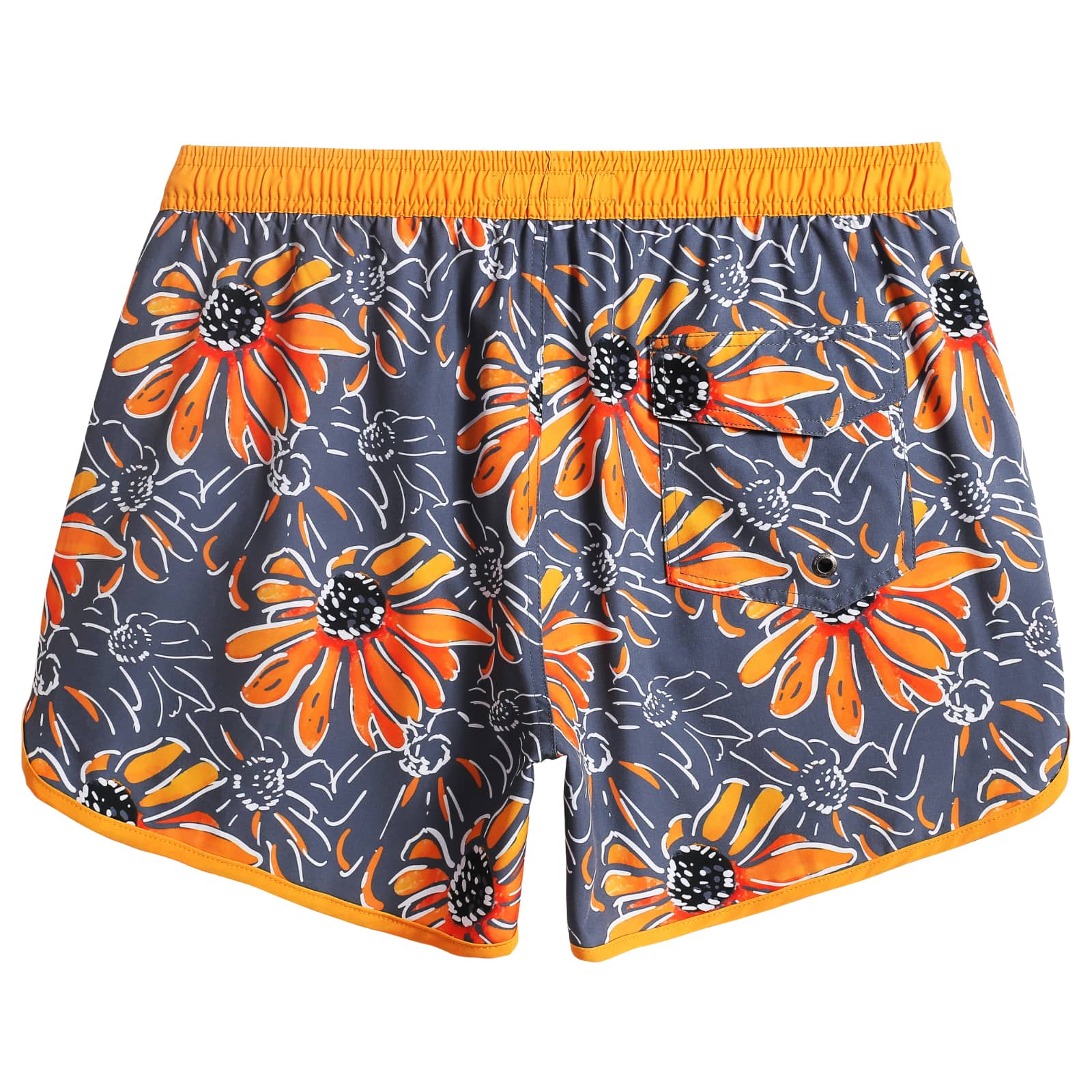 4.5 Inch Inseam Vintage Stretch Sunflower Printed Swim Trunks-VibeCloset