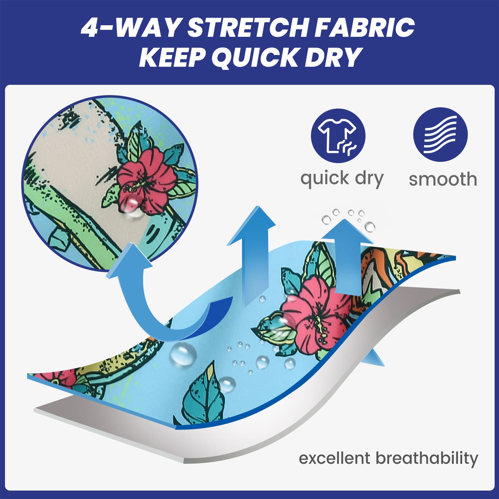 4.5 Inch Inseam Vintage Stretch White Circus Swim Trunks-VibeCloset