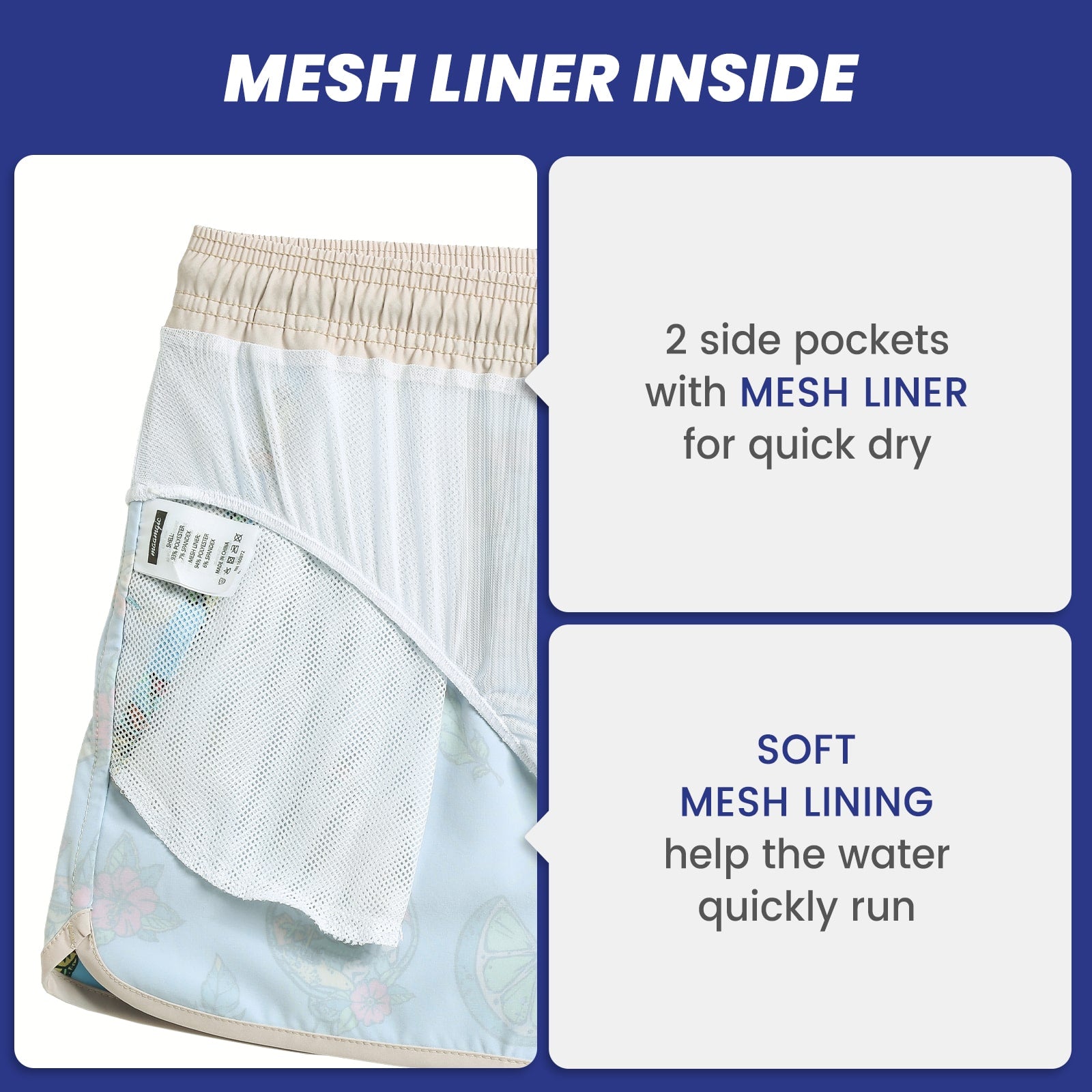 4.5 Inch Inseam Vintage Stretch White Circus Swim Trunks-VibeCloset