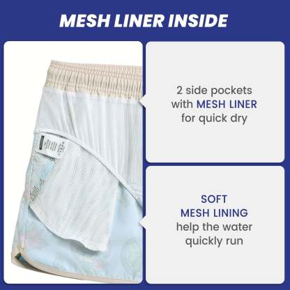 4.5 Inch Inseam Vintage Stretch White Circus Swim Trunks-VibeCloset