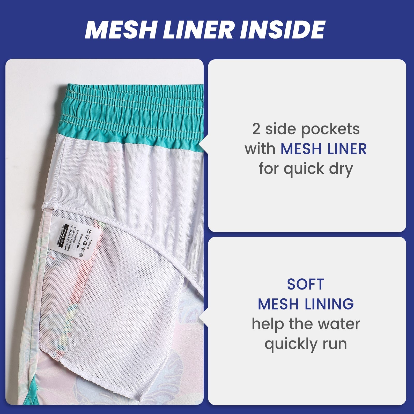 4.5 Inch Inseam Vintage Bluebird Hibiscus Swim Trunks-VibeCloset