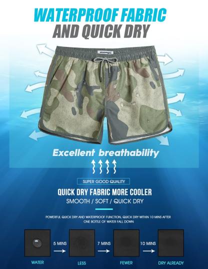 4.5 Inch Inseam Vintage Camo Swim Trunks-VibeCloset