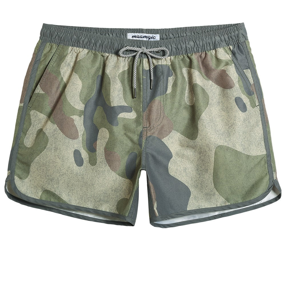 4.5 Inch Inseam Vintage Camo Swim Trunks-VibeCloset