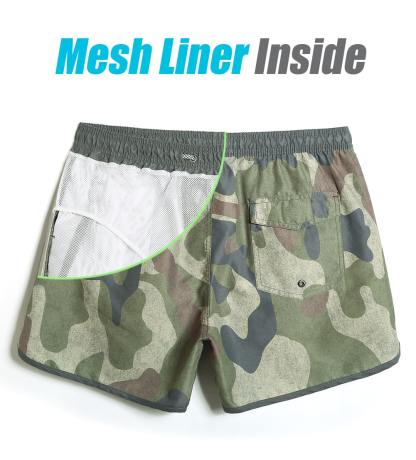 4.5 Inch Inseam Vintage Camo Swim Trunks-VibeCloset