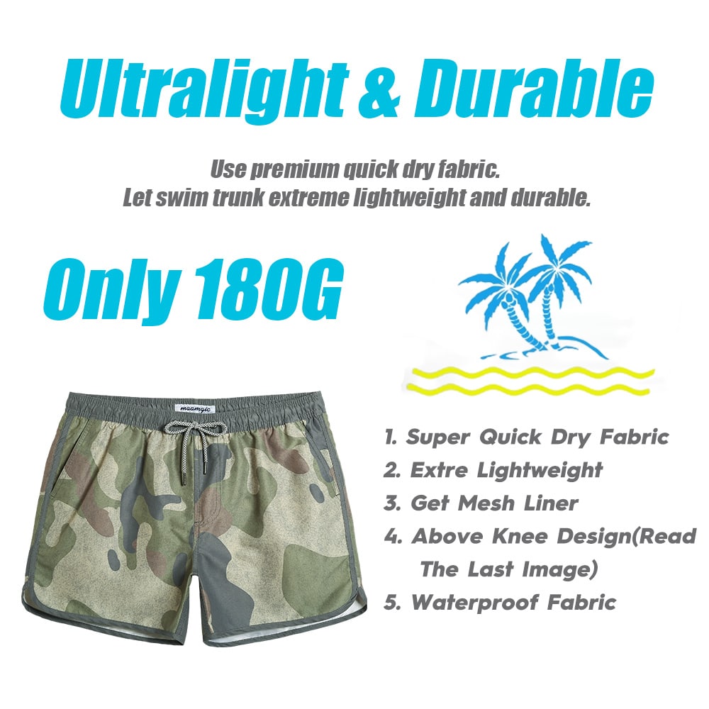 4.5 Inch Inseam Vintage Camo Swim Trunks-VibeCloset