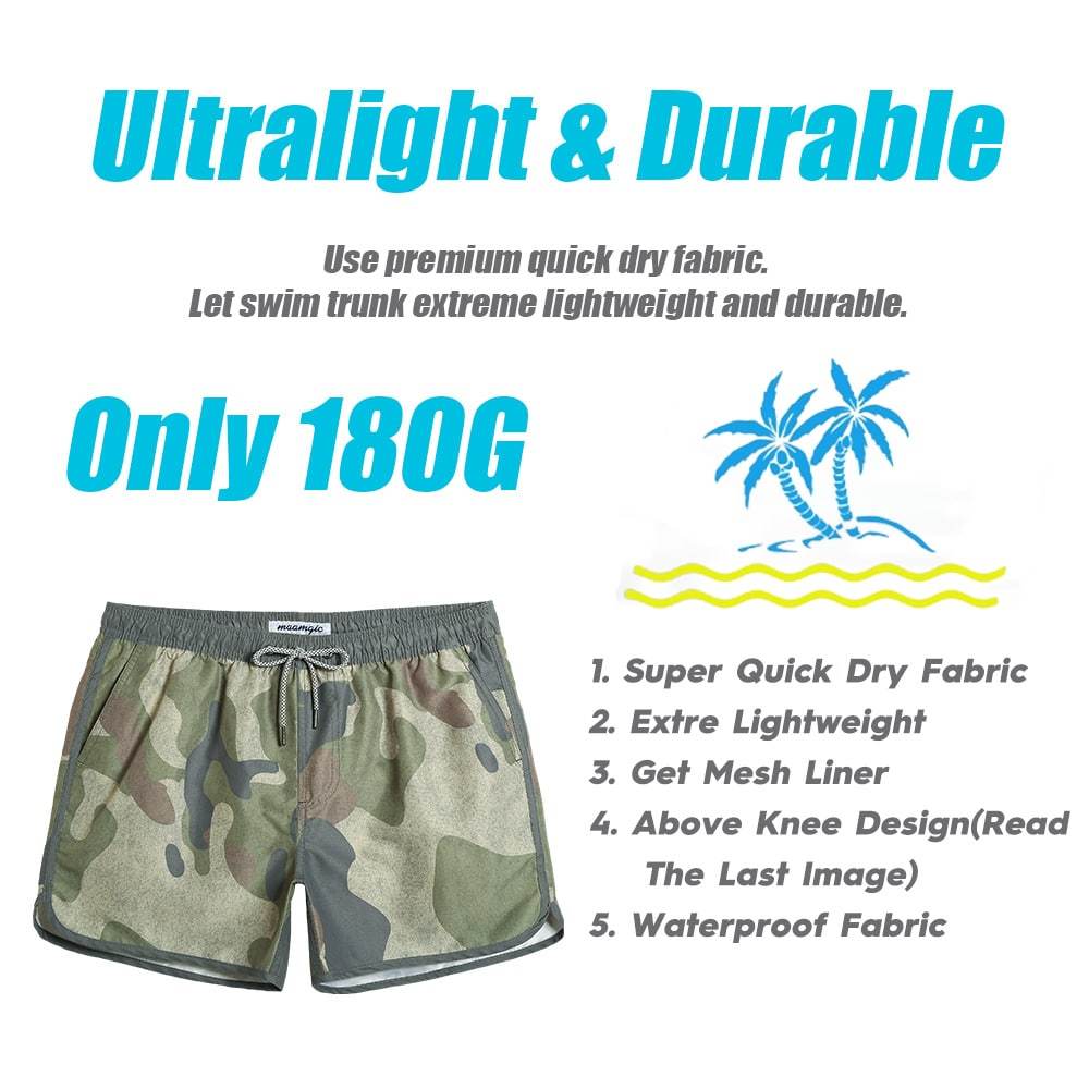 4.5 Inch Inseam Vintage Camo Swim Trunks-VibeCloset