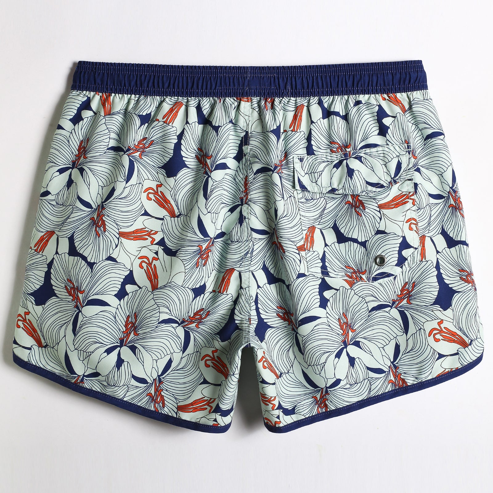 4.5 Inch Inseam Vintage Classical Flowers Swim Trunks-VibeCloset