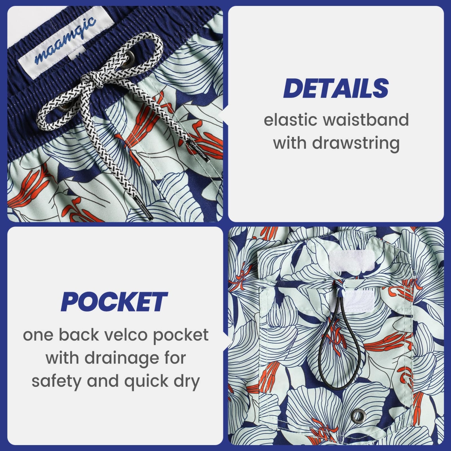 4.5 Inch Inseam Vintage Classical Flowers Swim Trunks-VibeCloset