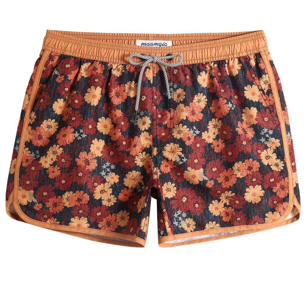 4.5 Inch Inseam Vintage Coreopsis Swim Trunks-unboundedy