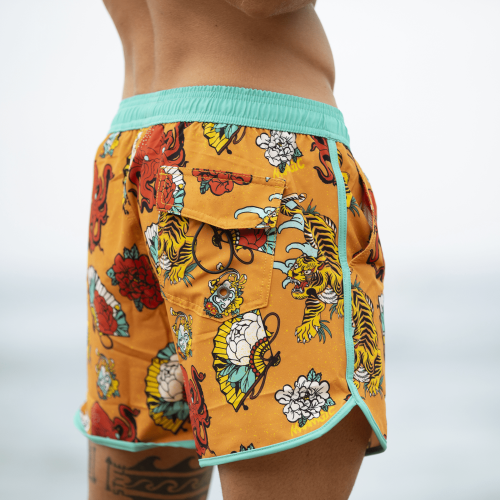 4.5 Inch Inseam Vintage Stretch Animal Strange Swim Trunks-VibeCloset