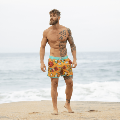 4.5 Inch Inseam Vintage Stretch Animal Strange Swim Trunks-VibeCloset