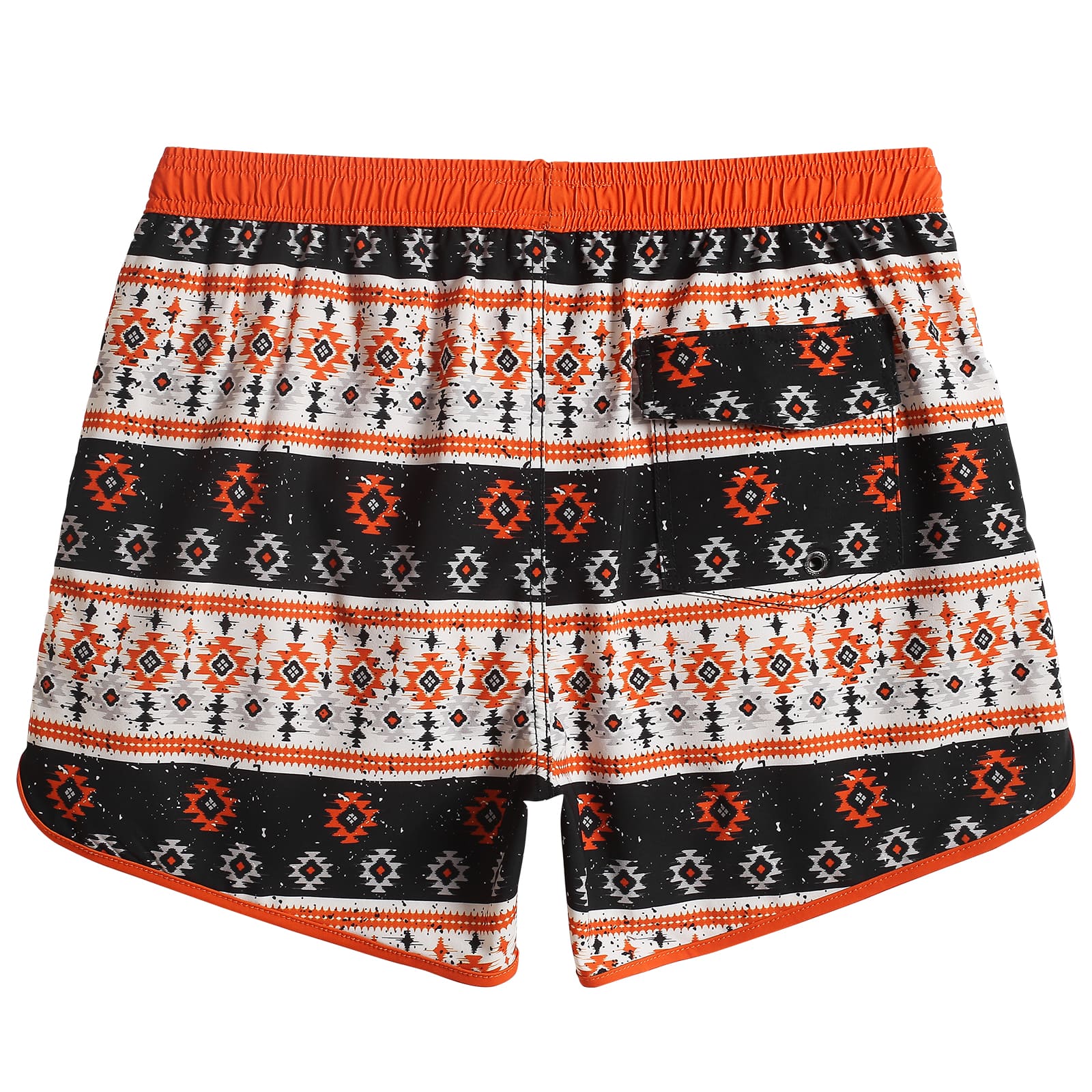 4.5 Inch Inseam Vintage Stretch Black White Bohemia Swim Trunks-VibeCloset