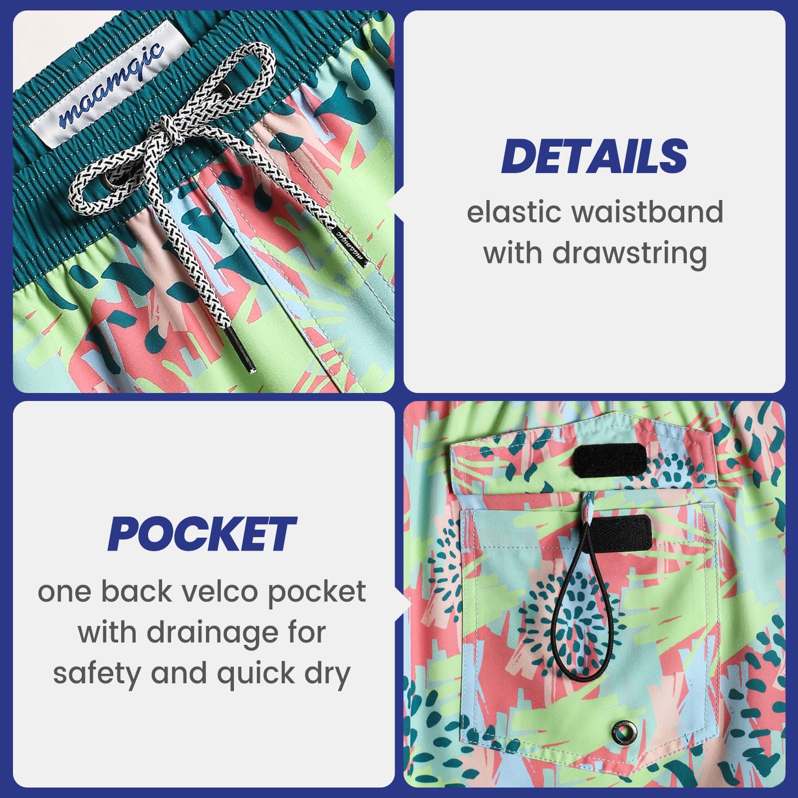 4.5 Inch Inseam Vintage Stretch  Bright Fireworks Swim Trunks-VibeCloset