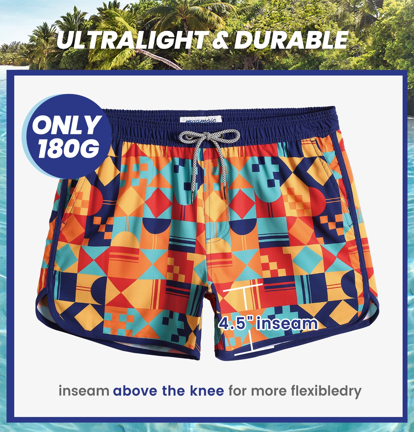 4.5 Inch Inseam Vintage Stretch Swallow Homing Swim Trunks-unboundedy