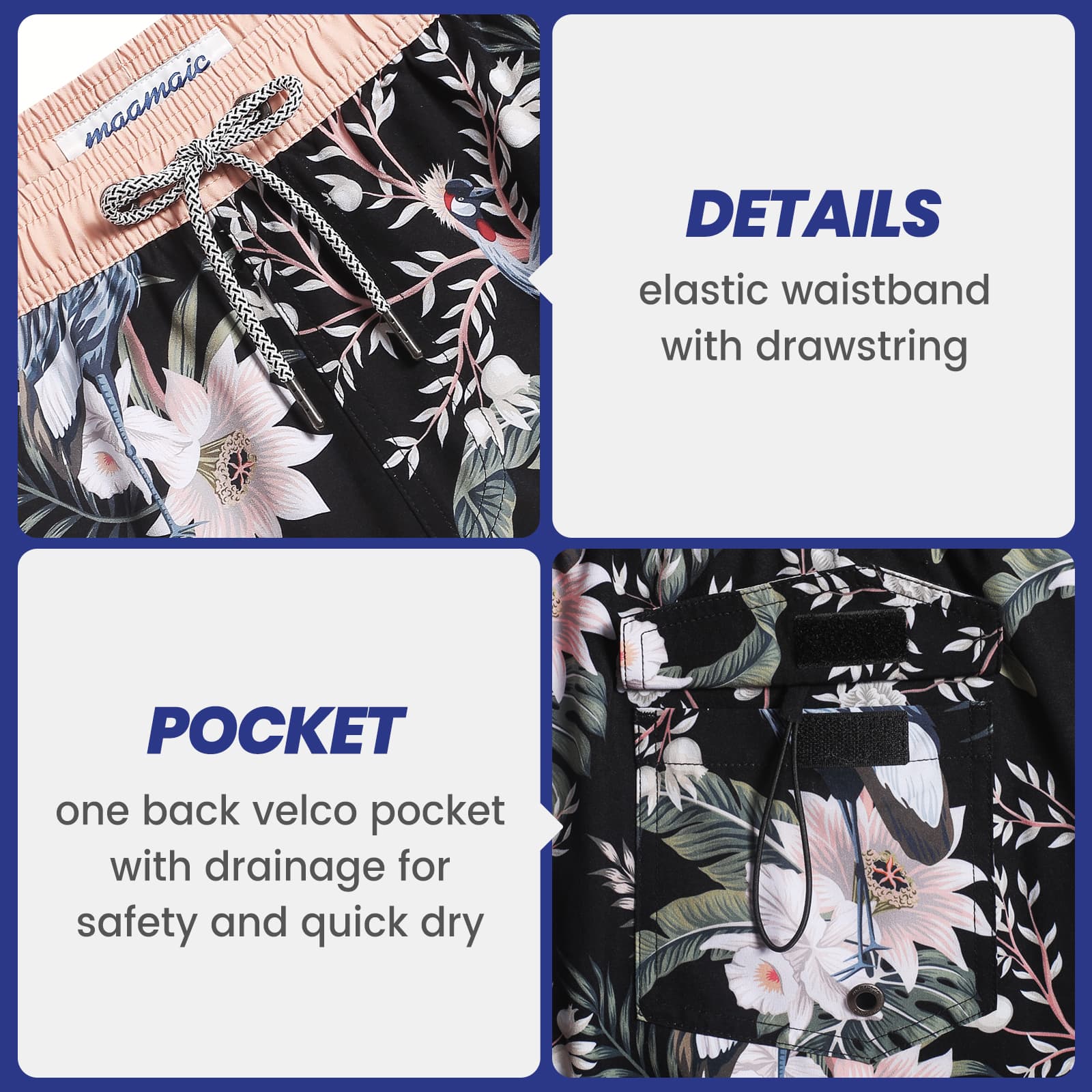 4.5 Inch Inseam Vintage Stretch White Circus Swim Trunks-VibeCloset