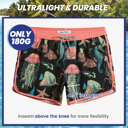 4.5 Inch Inseam Vintage Stretch Dark Sea Swim Trunks-VibeCloset