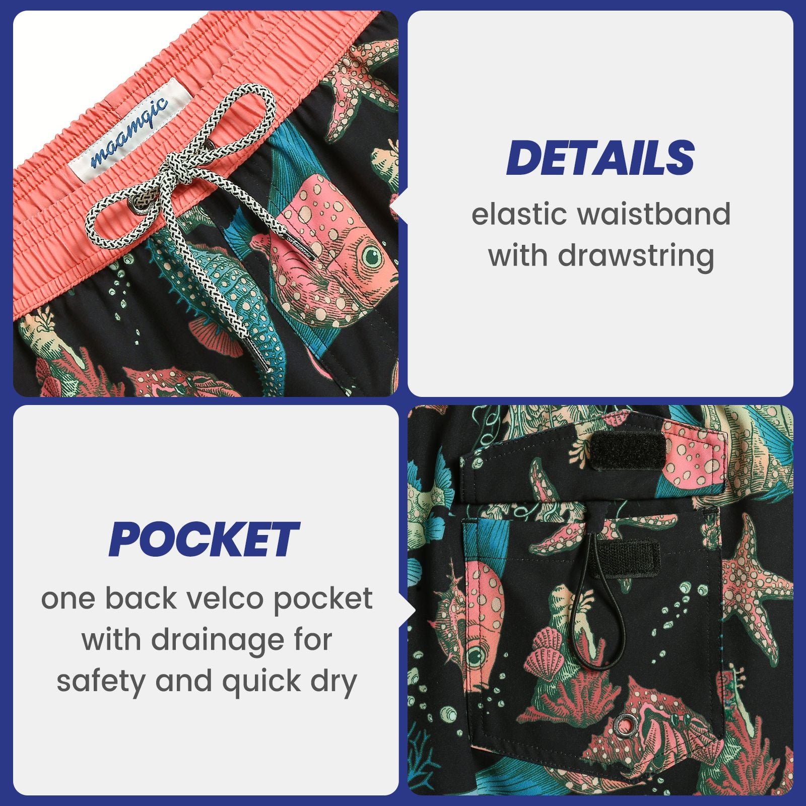 4.5 Inch Inseam Vintage Stretch Dark Sea Swim Trunks-VibeCloset