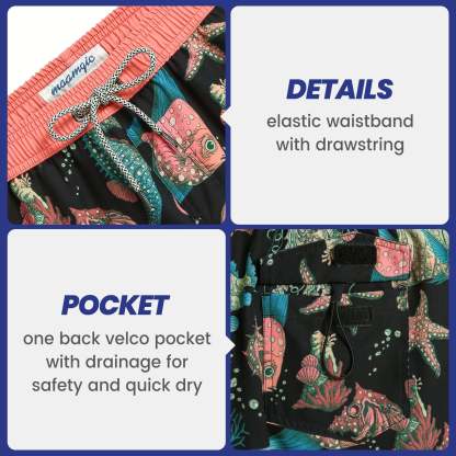 4.5 Inch Inseam Vintage Stretch Dark Sea Swim Trunks-VibeCloset