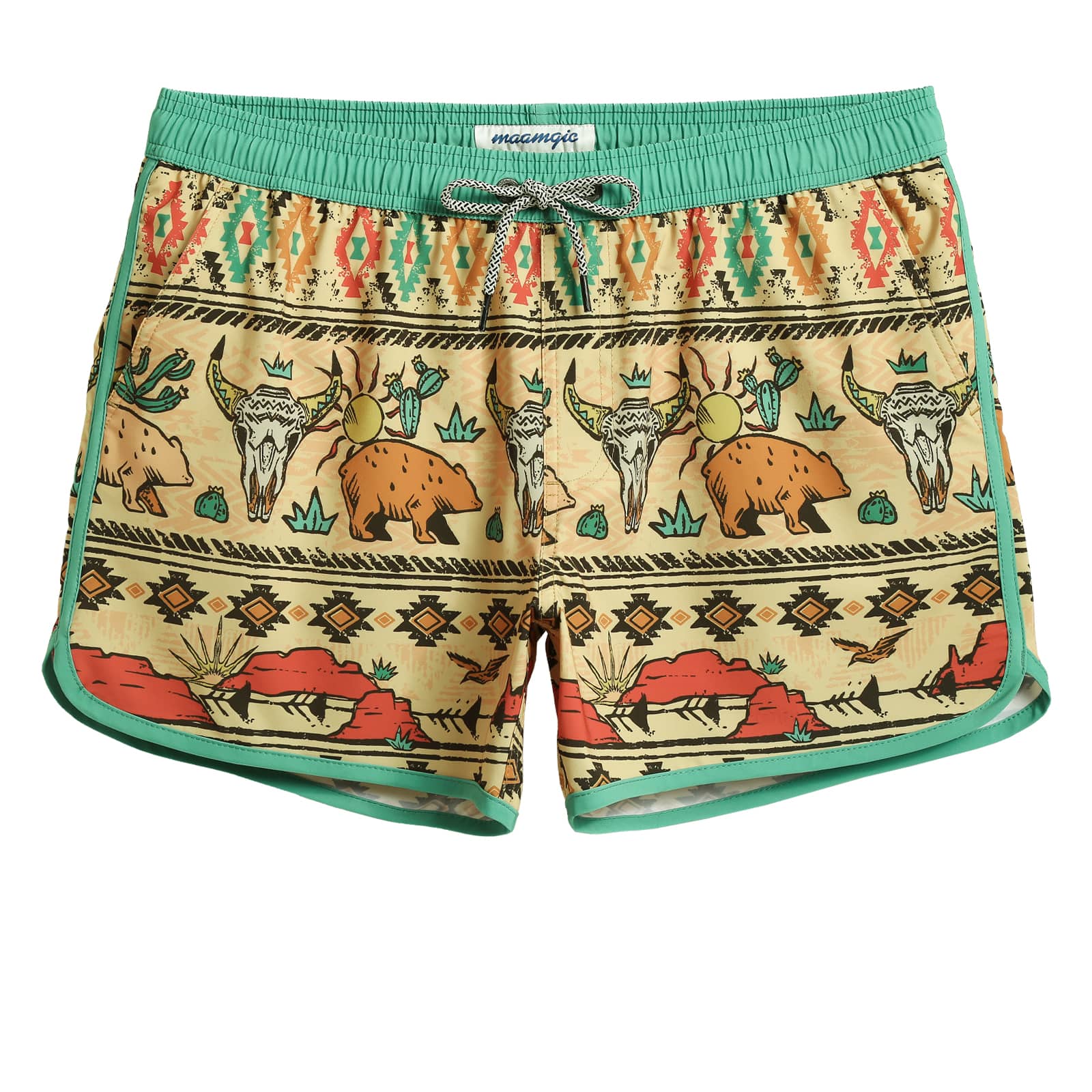 4.5 Inch Inseam Vintage Stretch Desert Gobi Swim Trunks-VibeCloset