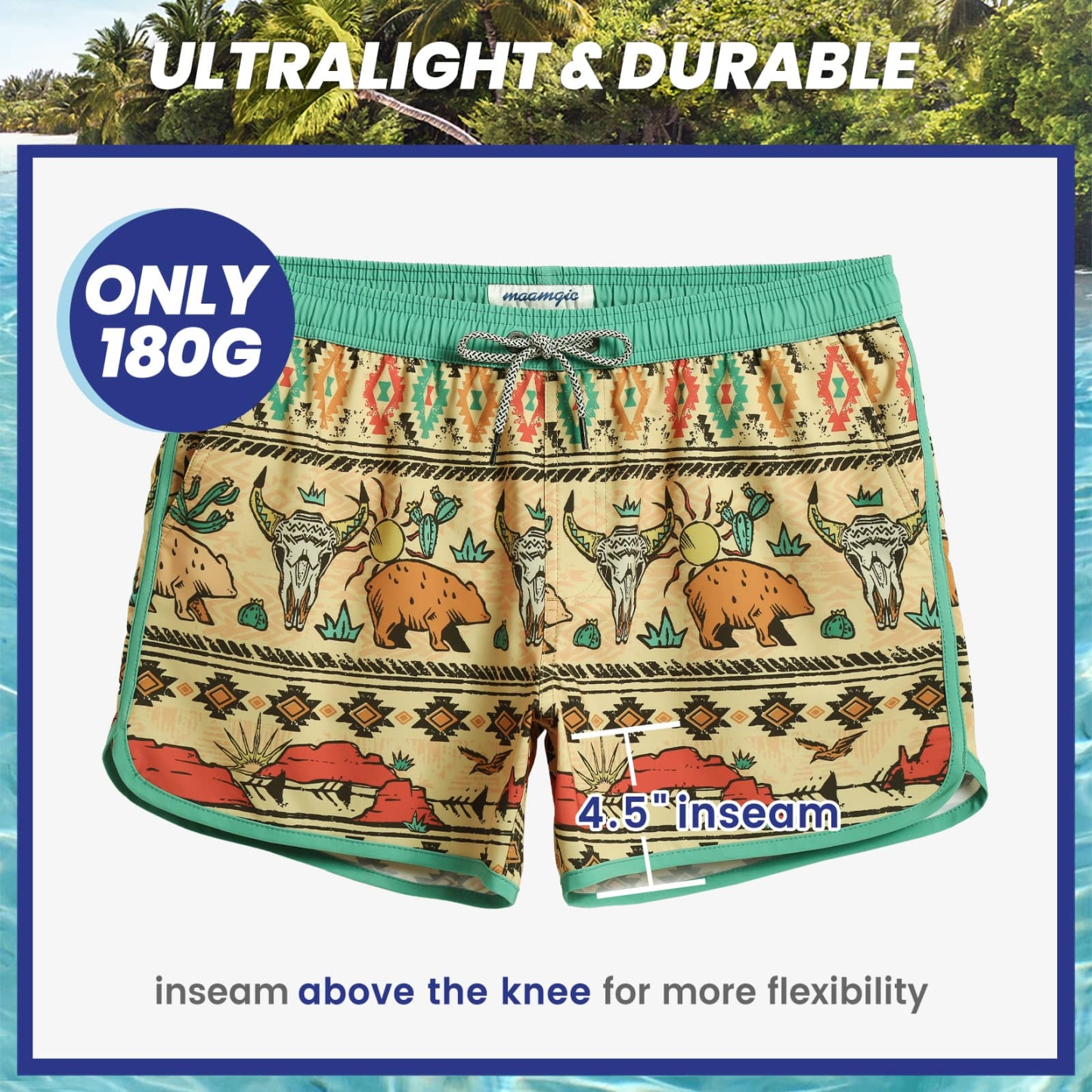 4.5 Inch Inseam Vintage Stretch Desert Gobi Swim Trunks-VibeCloset
