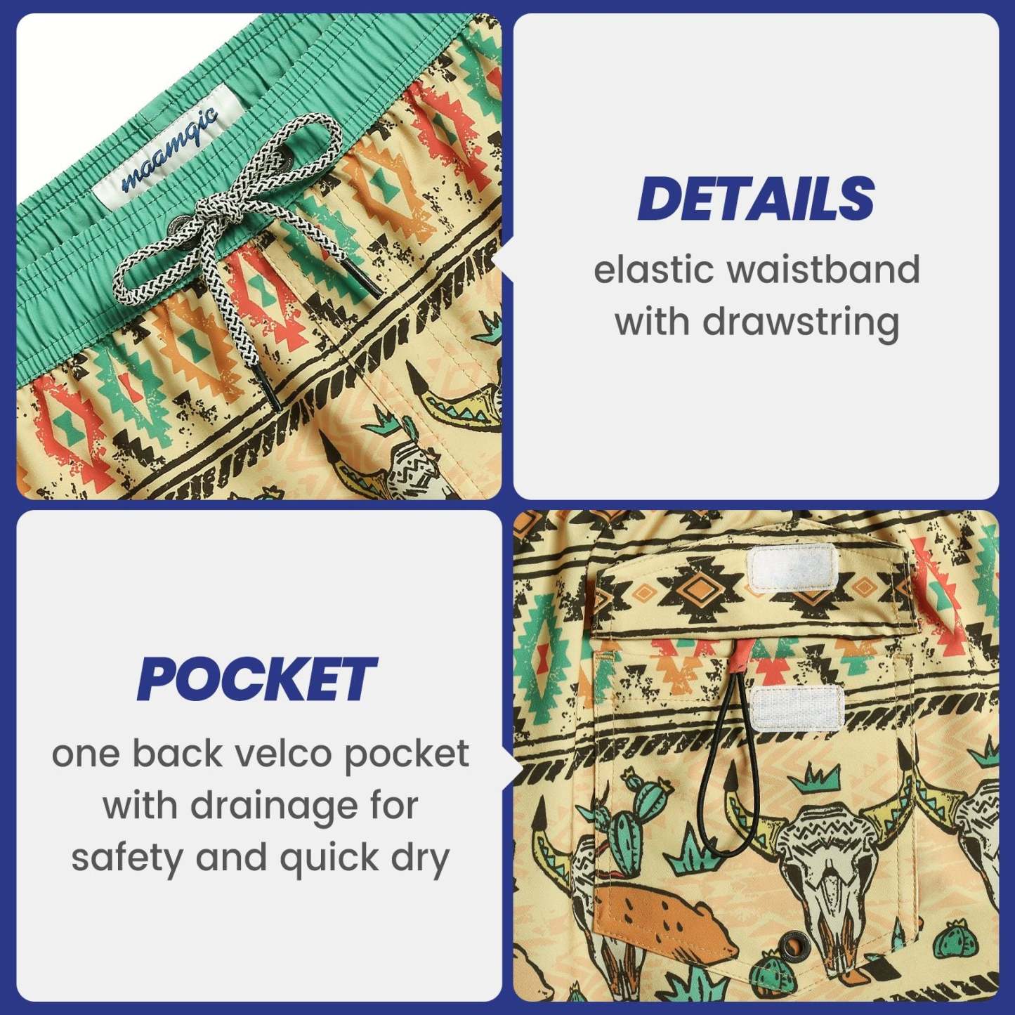 4.5 Inch Inseam Vintage Stretch Desert Gobi Swim Trunks-VibeCloset