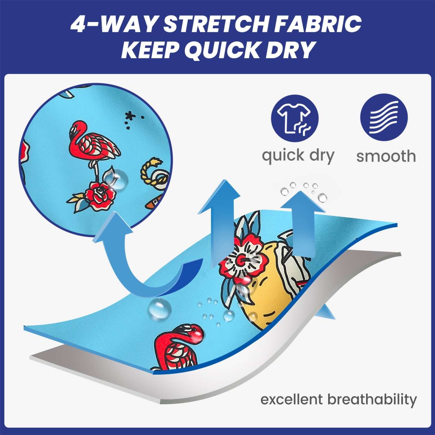 4.5 Inch Inseam Vintage Stretch Flower Holiday Swim Trunks-VibeCloset