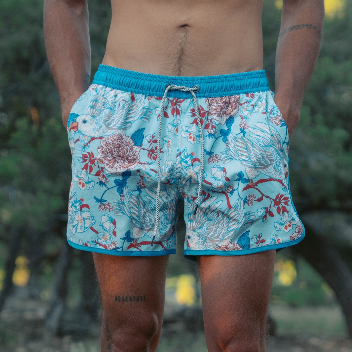 4.5 Inch Inseam Vintage Stretch Fly Together Swim Trunks-VibeCloset