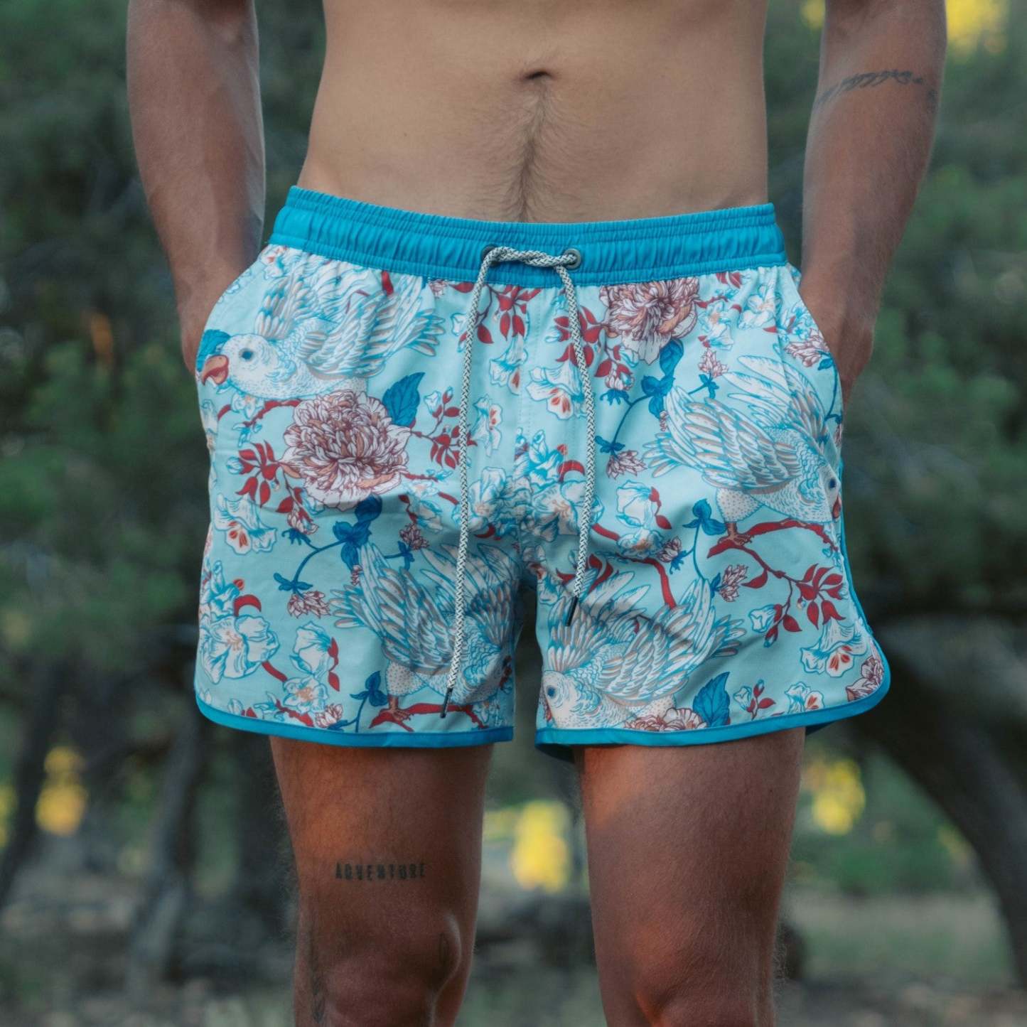 4.5 Inch Inseam Vintage Stretch Fly Together Swim Trunks-VibeCloset