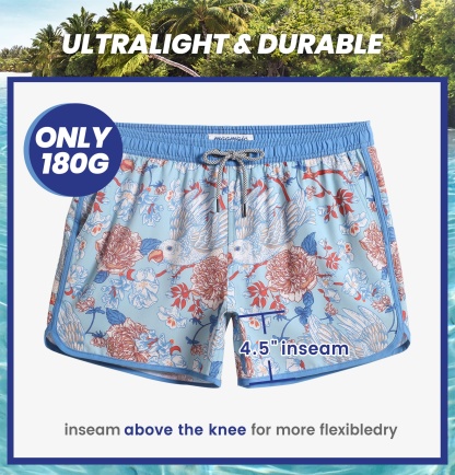 4.5 Inch Inseam Vintage Stretch White Circus Swim Trunks-VibeCloset