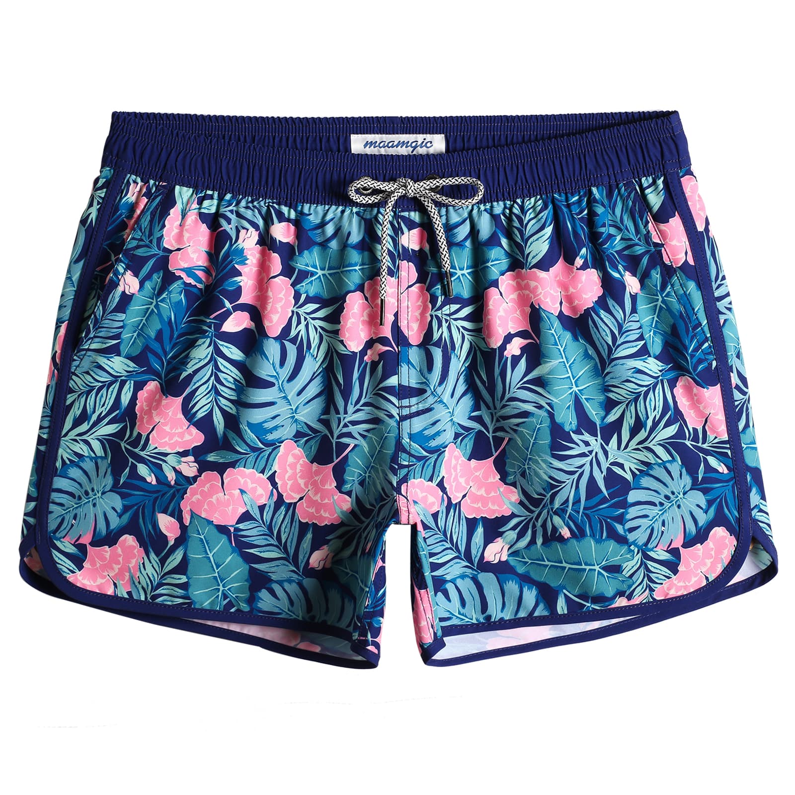 4.5 Inch Inseam Vintage Stretch Ginkgo Pin Swim Trunks-unboundedy