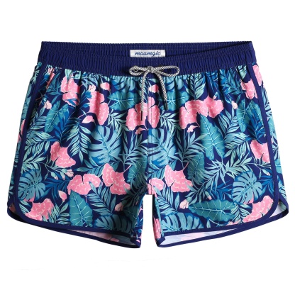 4.5 Inch Inseam Vintage Stretch Ginkgo Pin Swim Trunks-unboundedy