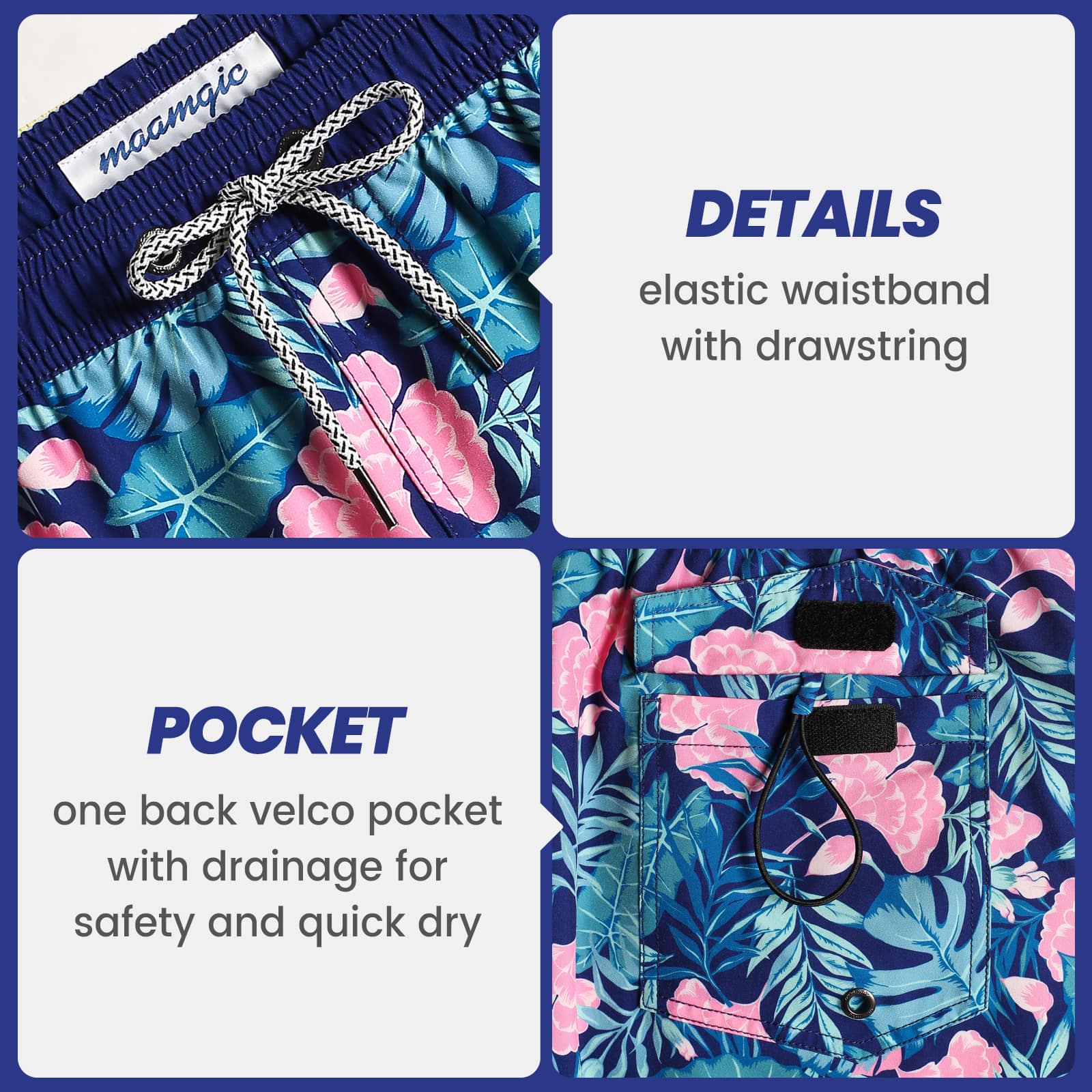 4.5 Inch Inseam Vintage Stretch Ginkgo Pin Swim Trunks-unboundedy
