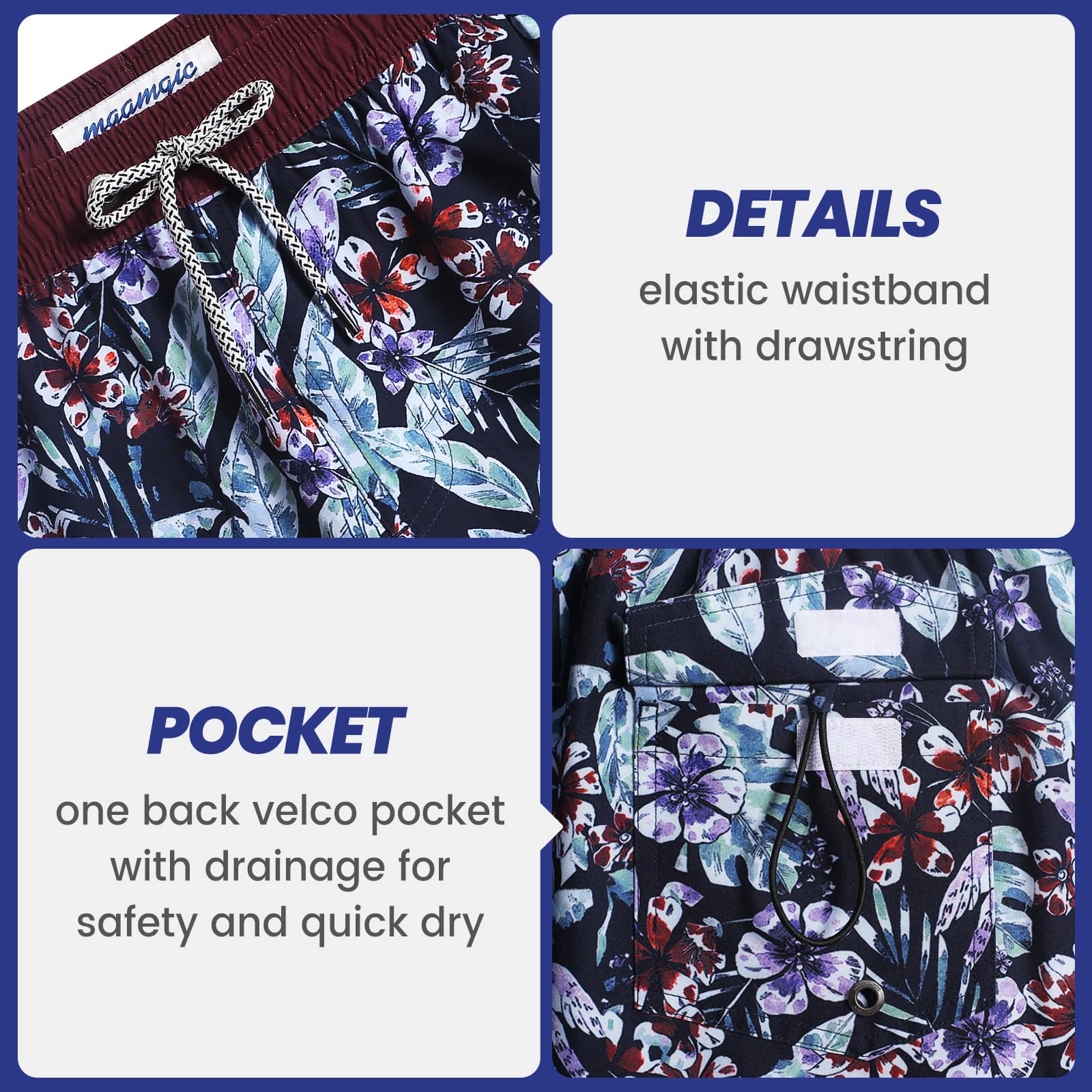 4.5 Inch Inseam Vintage Stretch Gothic Bouquet Swim Trunks-VibeCloset