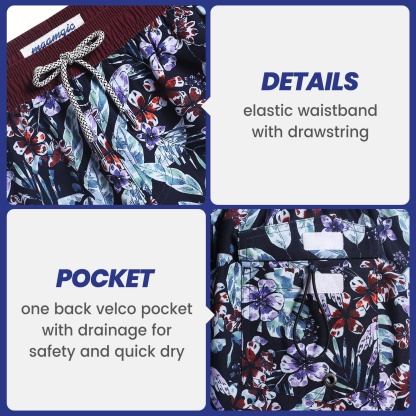 4.5 Inch Inseam Vintage Stretch Gothic Bouquet Swim Trunks-VibeCloset