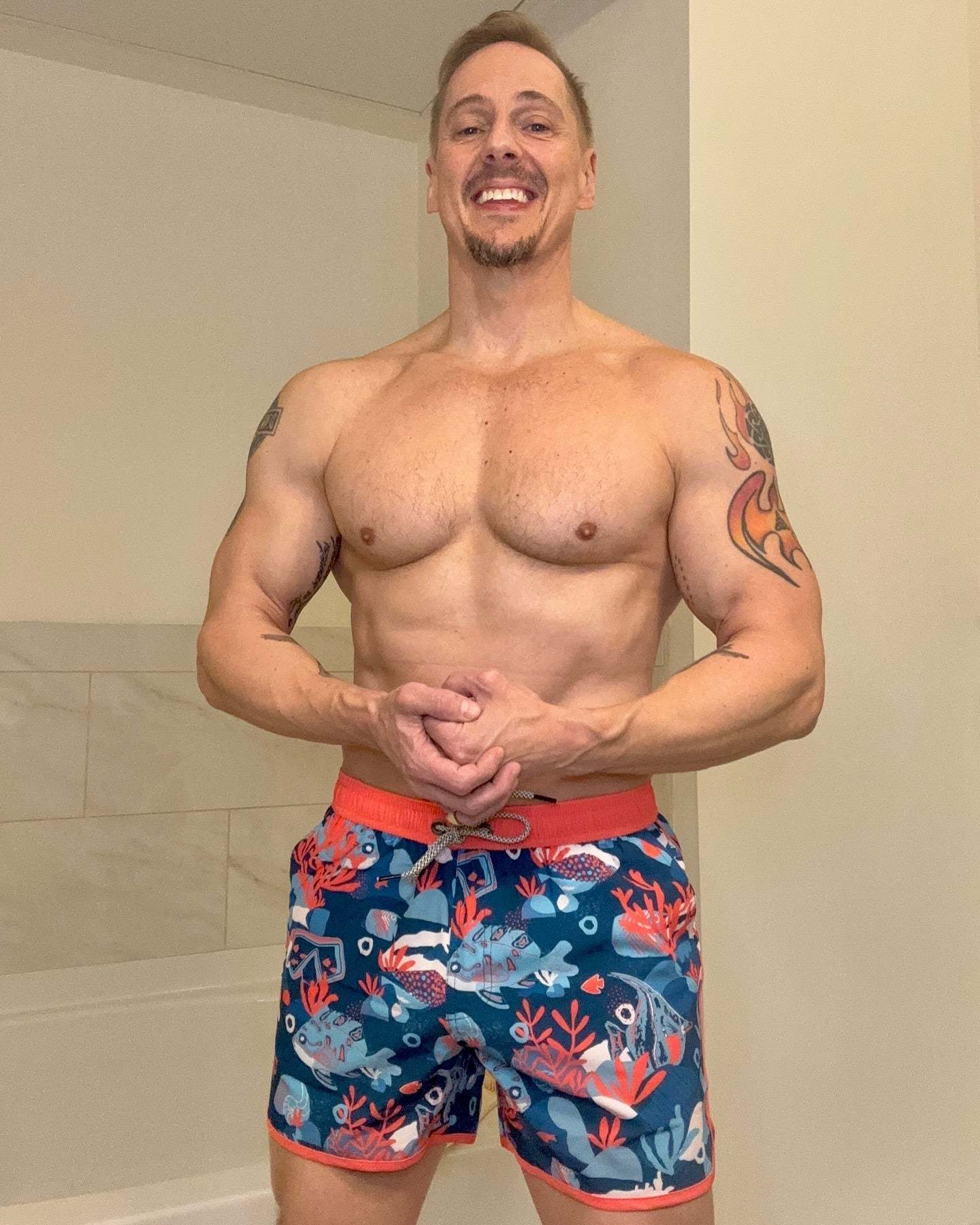 4.5 Inch Inseam Vintage Stretch Great Barrier Swim Trunks-VibeCloset